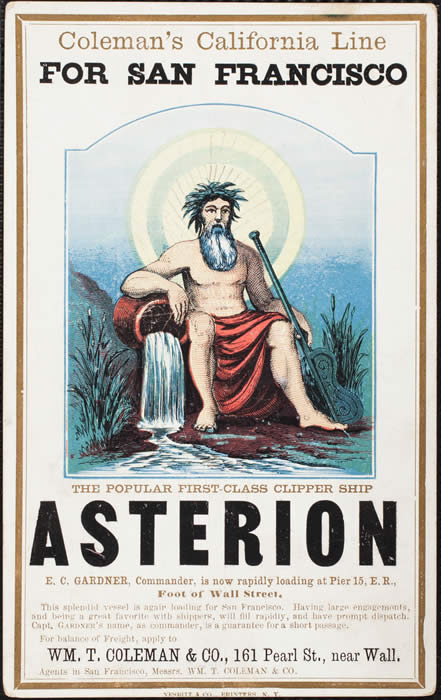Asterion Clipper Ship Sailing Card, courtesy of Phillips Library, Peabody Essex Museum